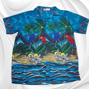 VHO Men’s Medium Tropical Parrot Hawaiian Shirt